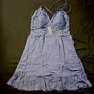 Pink lace top blue dress. NWT stretchy in back with built in bra in front.